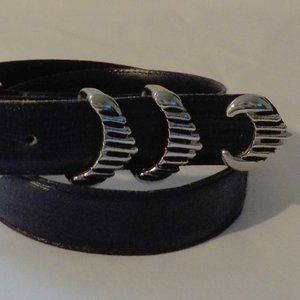 HAD IT TOO LONG GOTTA GO Sandy Duftler belt sz M up to 31" navy leather